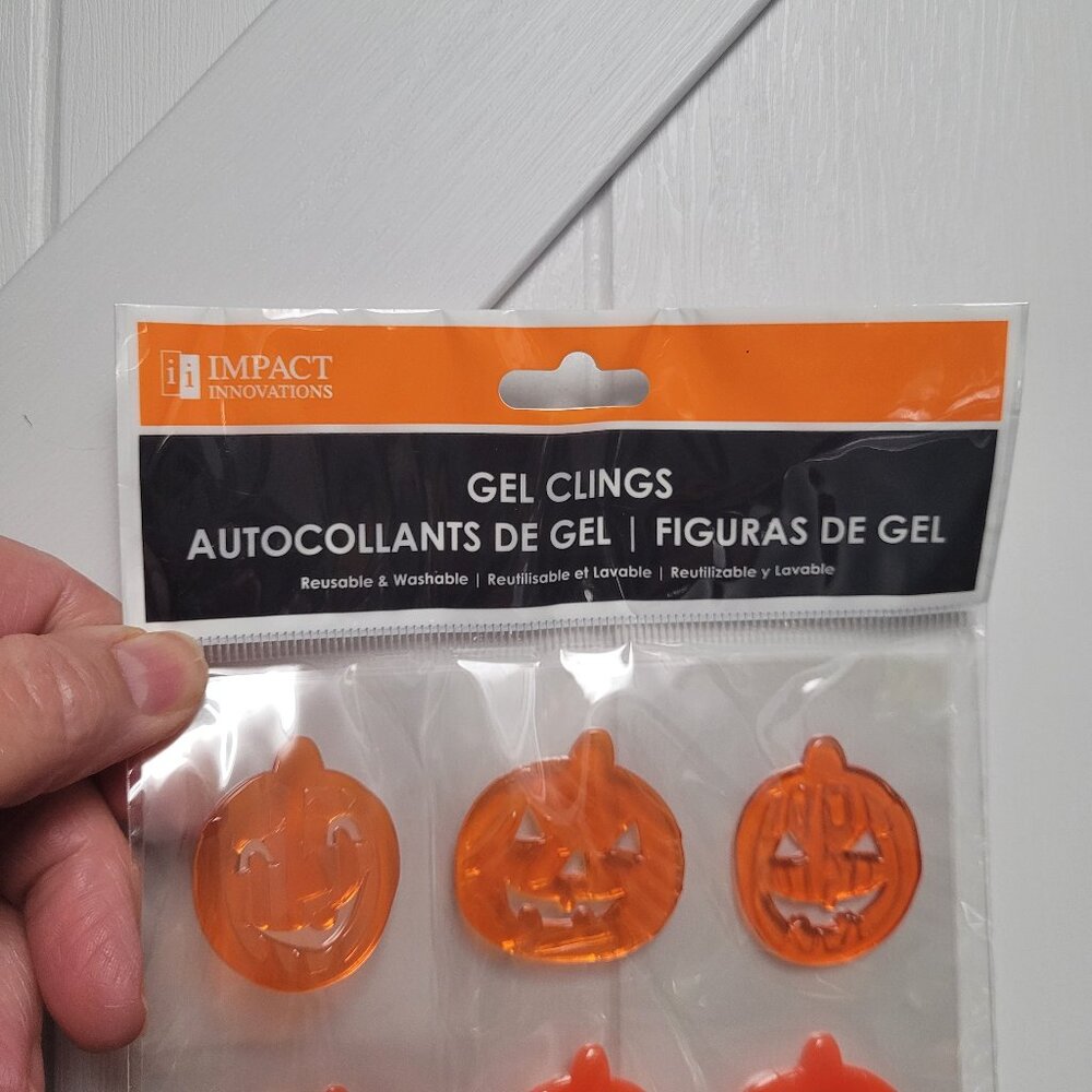 Halloween Pumpkin Gel Window Clings NWOT Reusable and Washable